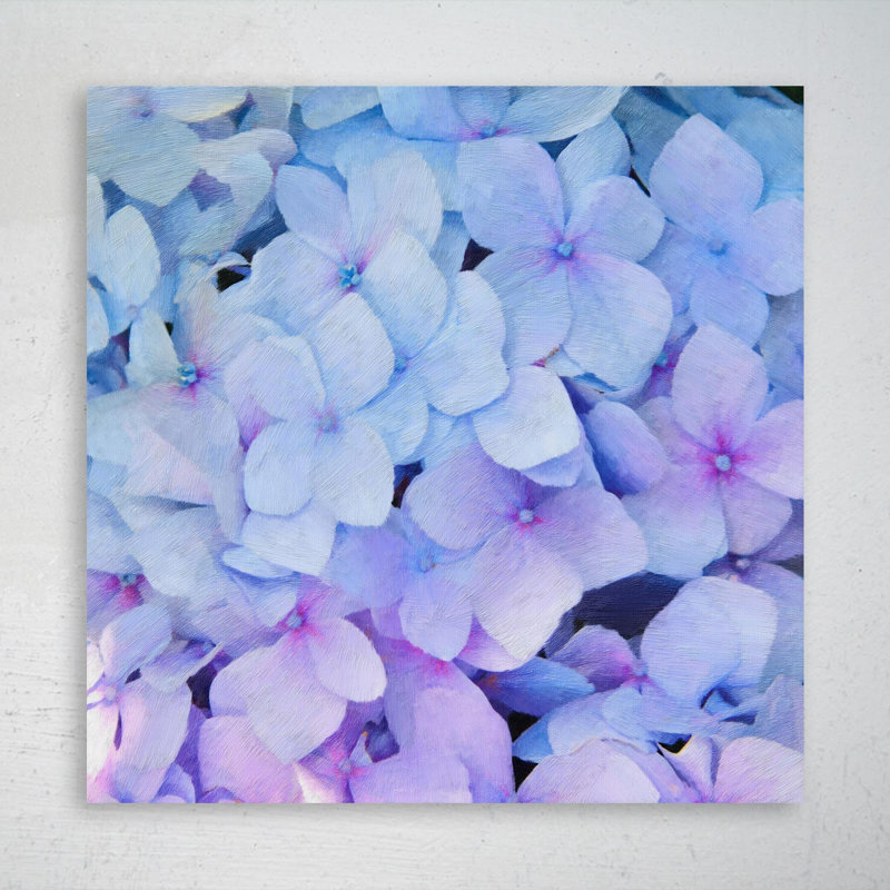 Violet et fleurs bleues - 1 pièce, impression sur toile tendue, H 32 po x l 32 po