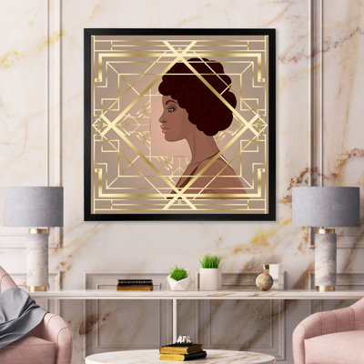 «Retro Women in Golden Art Deco Geometrics II», impression sur toile