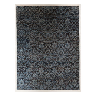 Handmade Cotton and Wool Damask Area Rug