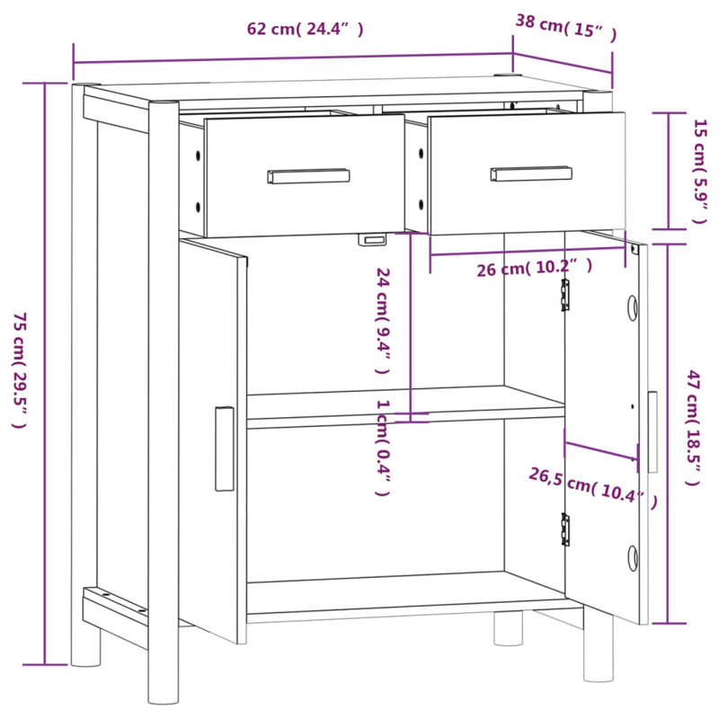 Keden Solid Wood Accent Cabinet, Black