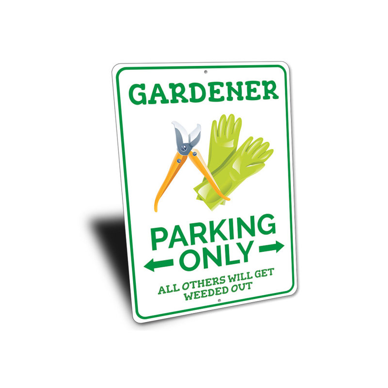 Enseigne de jardinage en aluminium Gardener, H 14 po x l 10 po x P 0,04 po