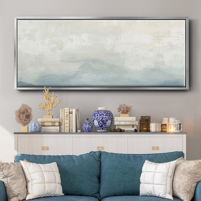 Tone Scape IV - reproduction de cadre flottant sur toile, H 20 po x l 50 po x P 1,5 po, Argent