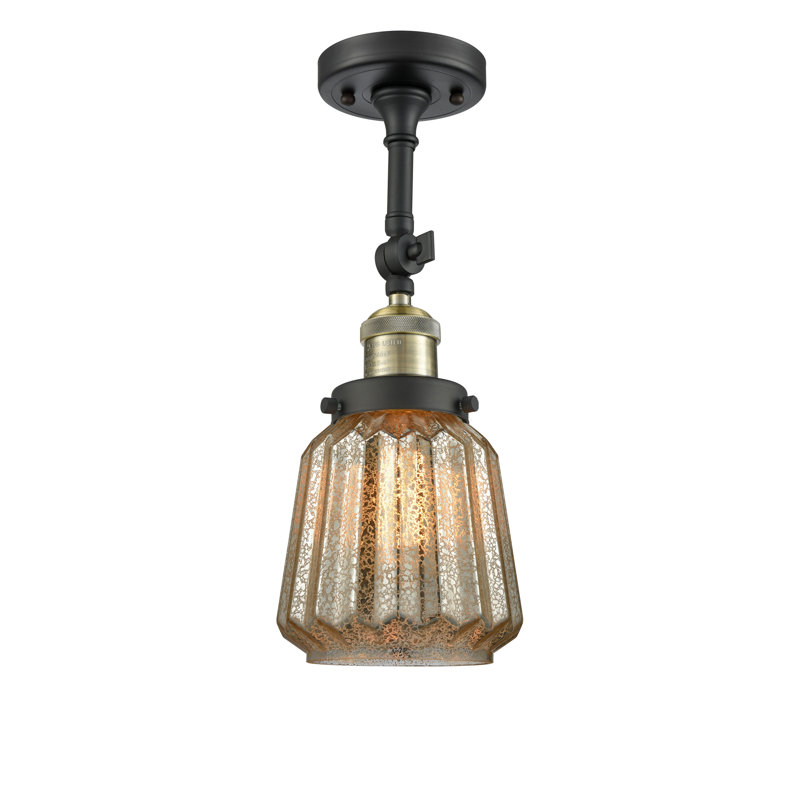 Vinson Glass Semi Flush Mount, Black Antique Brass, No Bulb Included, Mercury Plated