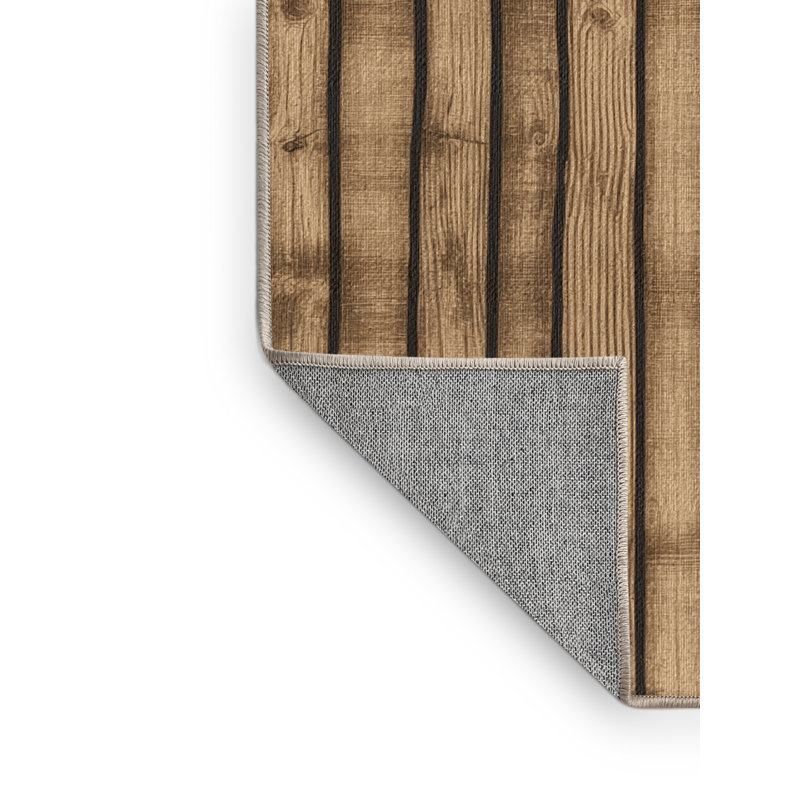 Washable Split Rail Fence Farm Area Rug, Rectangle 6' x 9'