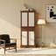 Armoire de rangement 4 portes avec tiroir et tablettes réglables, design ouragan en rotin, L 30 po x l 16 po x H 72 po, style maison de campagne-912399370