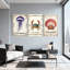 «Jellyfish Crab Shell Sea Life», ensemble de 3 reproductions d'art sur toile-630993619