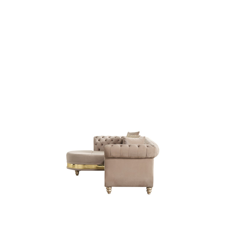 Canapé moderne modulaire avec revêtement capitonné détaillé en bois Julia