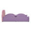 Lit simple mignon en forme de nuage pour enfants en cuir de polyuréthane avec garde-corps, lit pour tout-petits sécuritaire avec dessin mauve et rose et poche de rangement