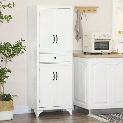 Armoire de cuisine autoportante de 67 po de hauteur, armoire de rangement à 4 portes avec tiroir et tablettes réglables pour la salle à manger