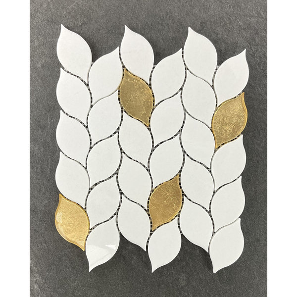 Thassos White Marble And Gold Glass Mosaic Wall Tiles