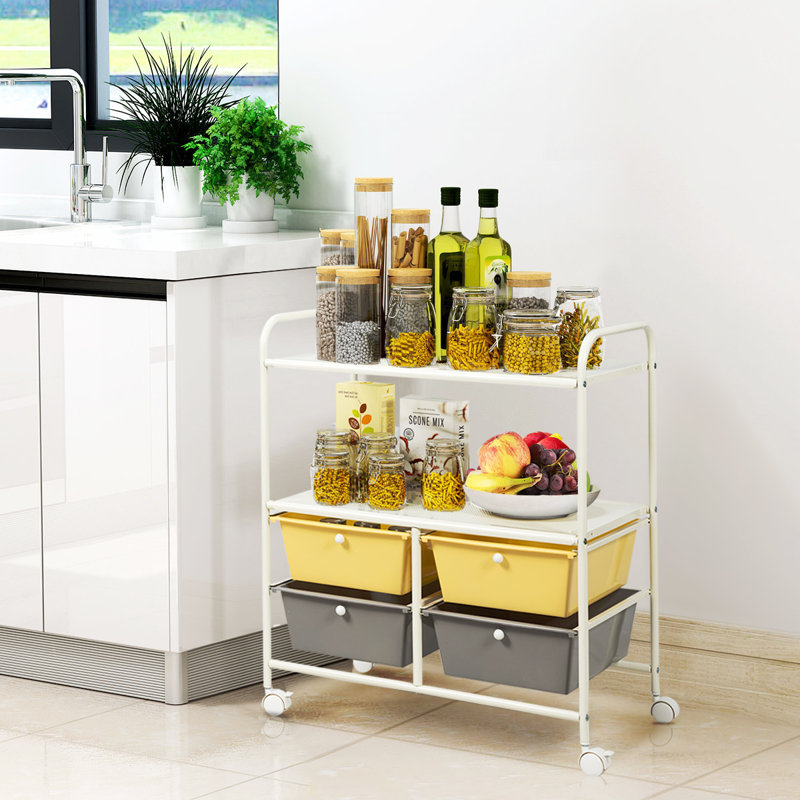 Ryckman 75 cm H x 63 cm W Utility Cart, Grey/Yellow