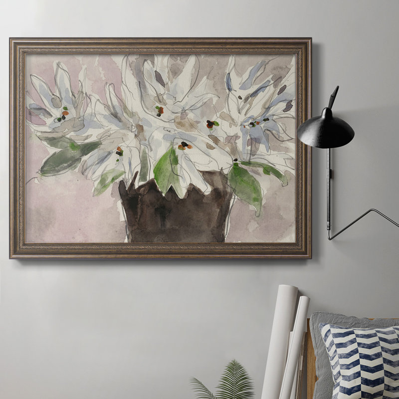 Magnolia Watercolor Study I, toile encadrée de qualité supérieure - prête à être accrochée, H 24 po x l 36 po