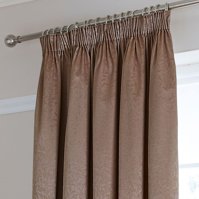 Pencil Pleat Room Darkening Thermal Single Curtain, Width 137cm x Drop 168cm, Mocha