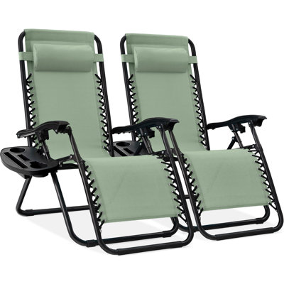 Nathen Zero Gravity Lounge Chair Recliners for Patio, Pool w/ Cup Holder Tray