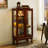Cherry Curio Cabinet With Internal Lighting And Mirrored Back Panel Classic Display Tempered Glass Doors-2082994054-2082994052