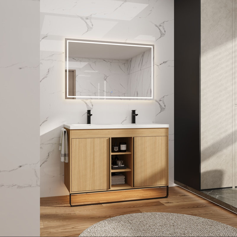 Meuble-lavabo double 48 po avec portes à fermeture en douceur 48 po, 48"