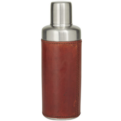 Leather Handmade Cocktail Shaker with Silver Top