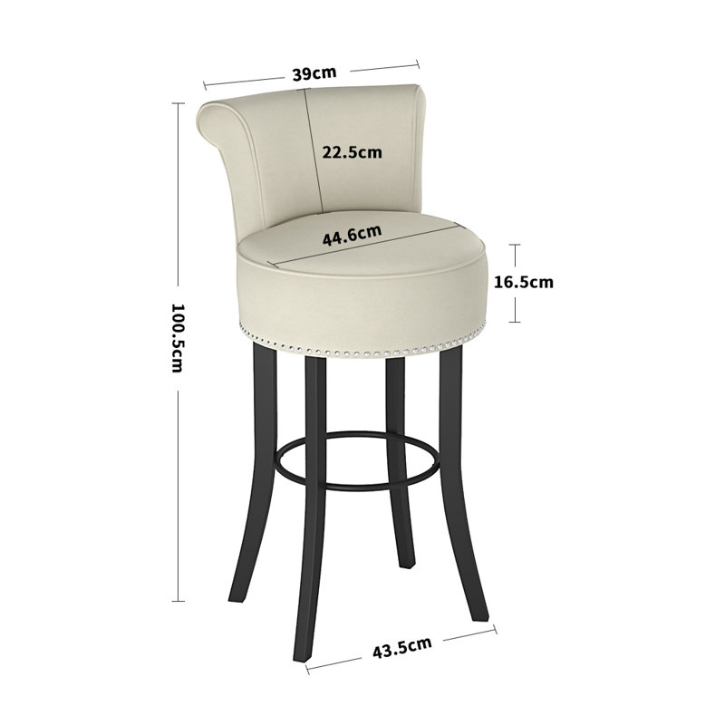 Geneva Upholstered Counter Stool with Solid Wood Frame, Cream