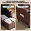 Canapé-lit escamotable en L en similicuir avec porte-gobelets de chargement USB et méridienne de rangement-1686809526