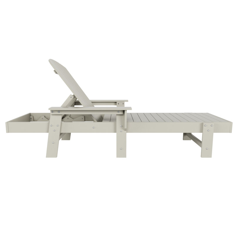 Altura 77.6" Long Outdoor All-Weather Poly Reclining Single Chaise, Sand