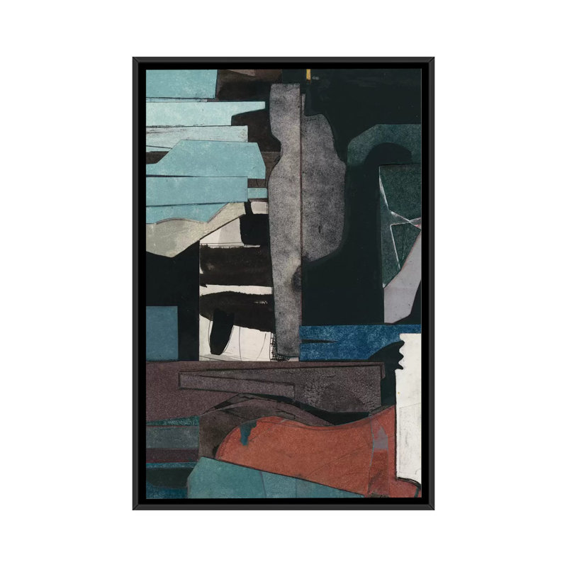 «Mid-Century Collage III», reproduction d'art sur toile, H 26 po x l 18 po x P 1,5 po, Toile avec cadre noir, Pas de tapis