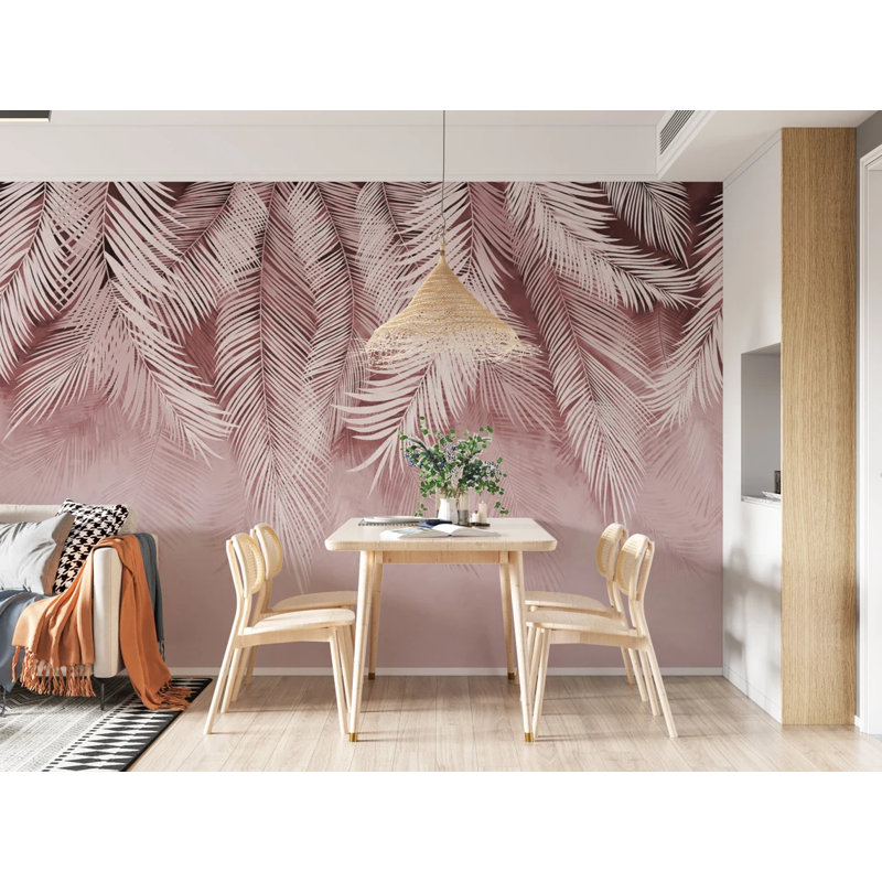 Blush Palms, 108" L x 72" W, Non-Woven