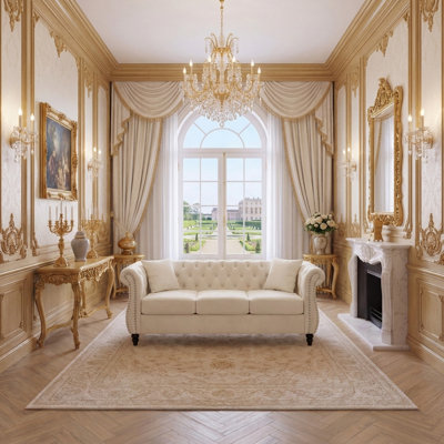 Canapé Chesterfield modulaire avec garniture cloutée et dossier bas capitonné