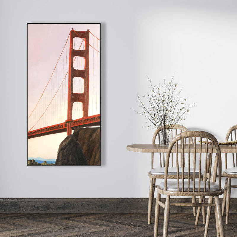 Coucher de soleil sur le pont Golden Gate - Art sur toile encadrée rose