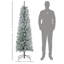 6Ft Artificial Pencil Christmas Tree With 329 Snow Flocked Tips, Metal Base, Realistic Xmas Tree