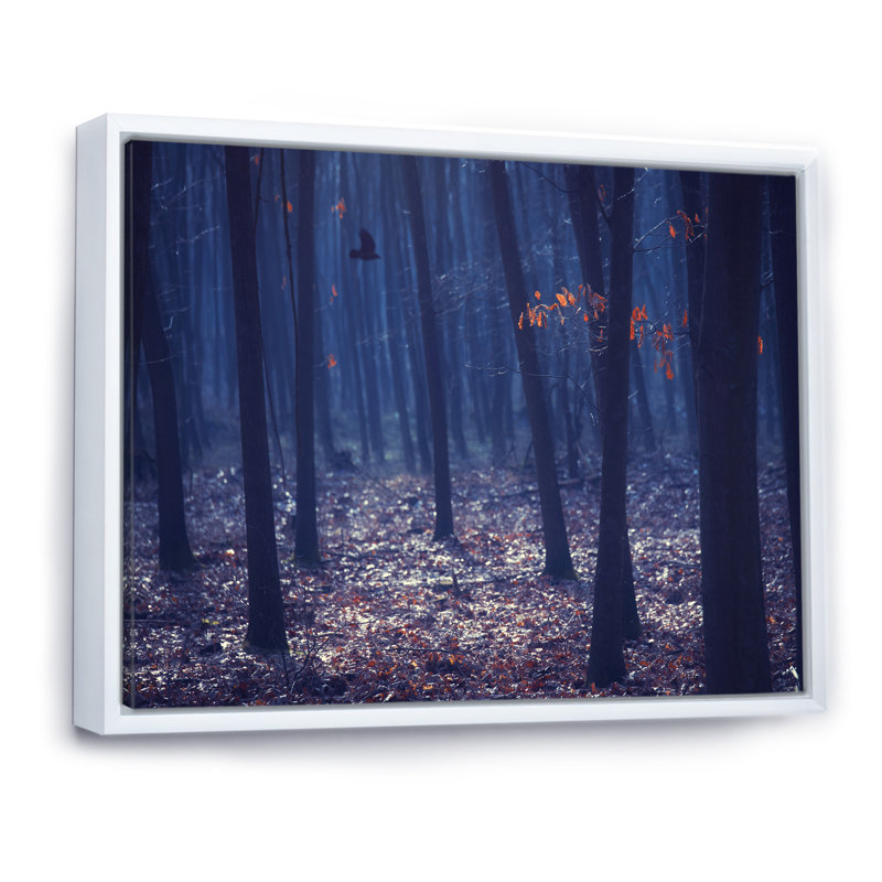 «Blue Mystic Birtch Forest», reproduction sur toile flottante, H 24 po x l 36 po x P 1 po, Cadre flottant blanc