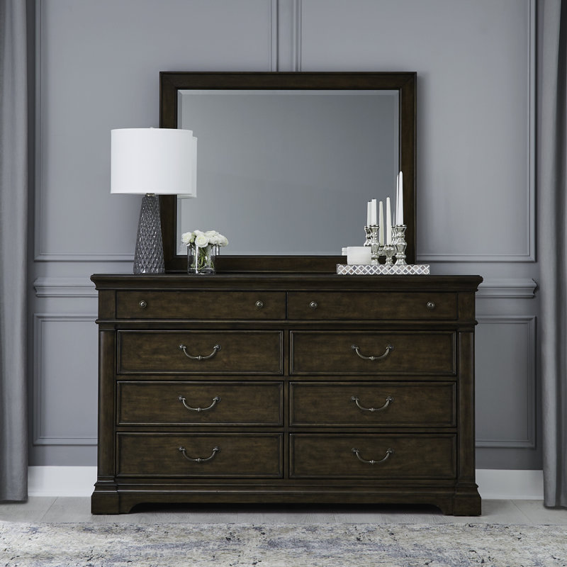 Tawona Dresser & Mirror Bedroom Set w/ Felt Lined Top Drawers