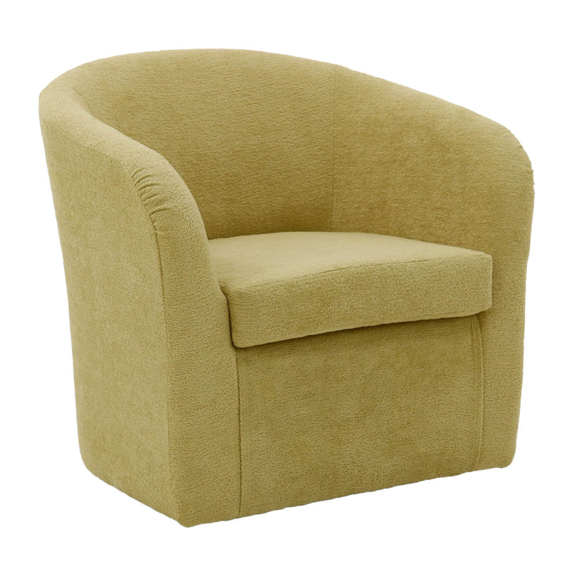 Anrea 30.5" W Polyester Swivel Barrel Chair, Yellow Polyester Blend