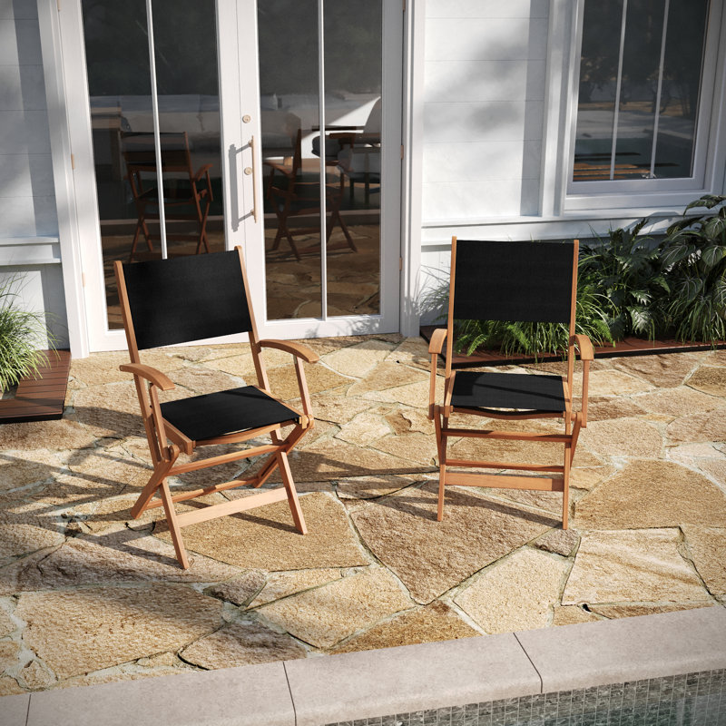 Chaise de patio pliante en acacia Zane