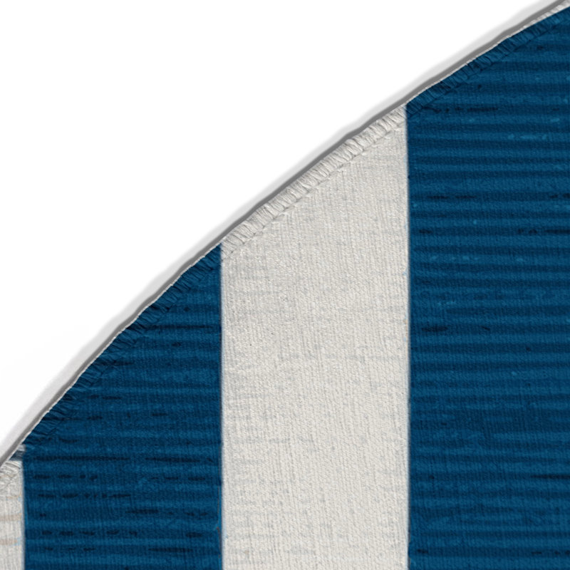 Tapis intérieur / extérieur blanc HorizontalStripes, Rond 5 pi