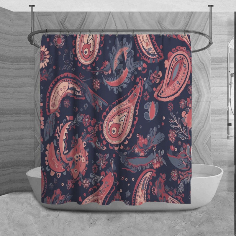 Rideau de douche à motif cachemire Leanndra, H 84 po x l 70 po