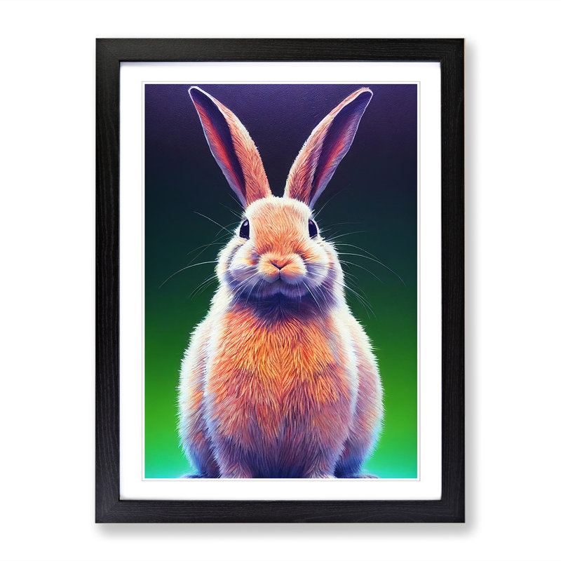 Rabbit Portrait Vol.2 - Single Picture Frame Print, Black, 64cm H x 46cm W x 2cm D