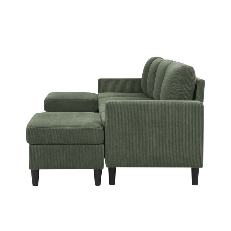Ensemble de canapé modulaire en tissu avec deux repose-pieds Corduroy