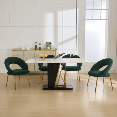 Set of 1 Teddy Fabric Dining Chairs