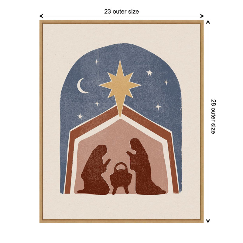 Boho Nativity Scene Framed Canvas Wall Art, 23" x 28"
