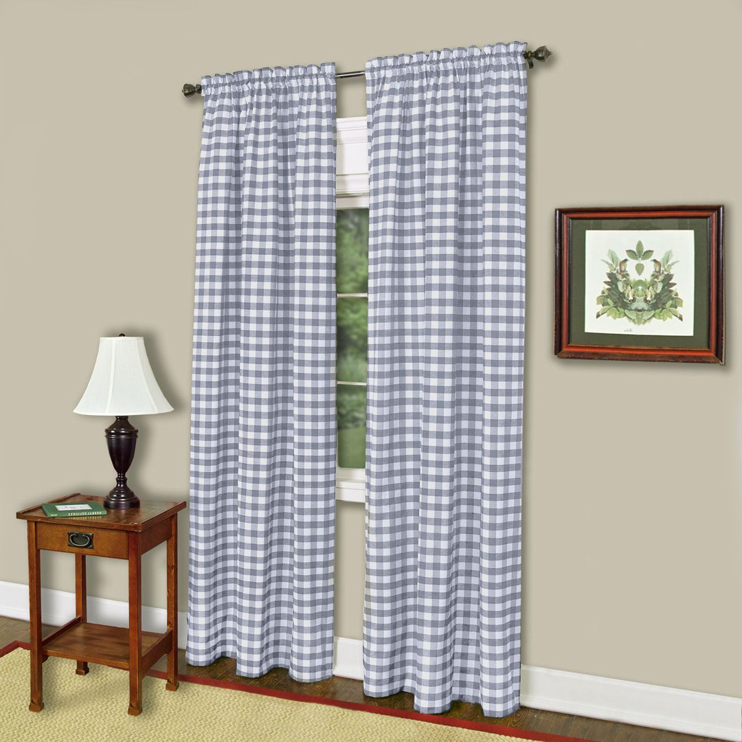 Draves Simple Elegance Gingham Semi-Sheer Rod Pocket Curtain Panels (Set of 2) Rosalind Wheeler Curtain