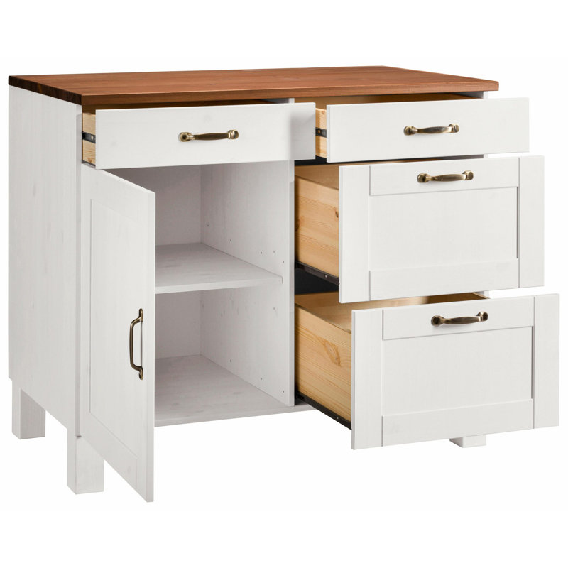 Flintwood 85cm Kitchen Pantry, White/Honey