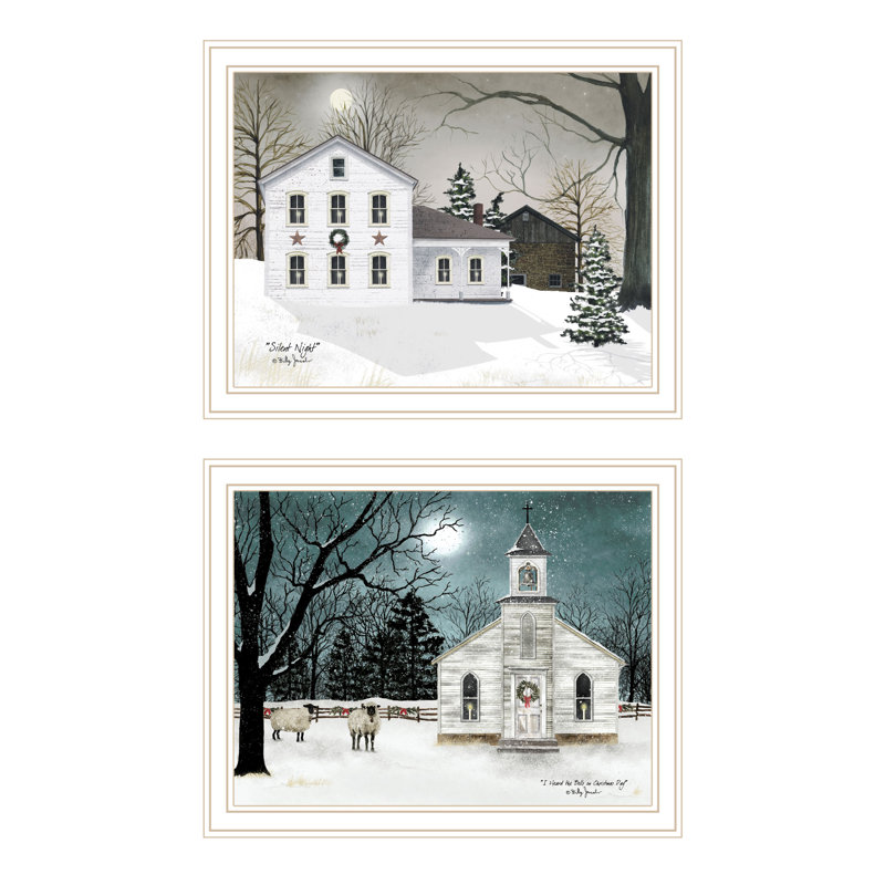 The Holiday Aisle® 2 pièces Vignette Silent Night, impression murale pour salon, chambre à coucher, impression murale pour la décoration intérieure par Billy Jacobs