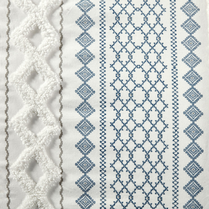 Full Blue and White Cotton Down Alternative Comforter Set