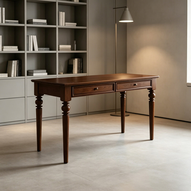 Exquis bureau d'écriture brun foncé rétro, 30.31" H x 47.24" W x 23.62" D, Dark Brown