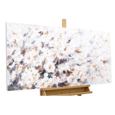 Hand -painted golden bloom acrylic painting
