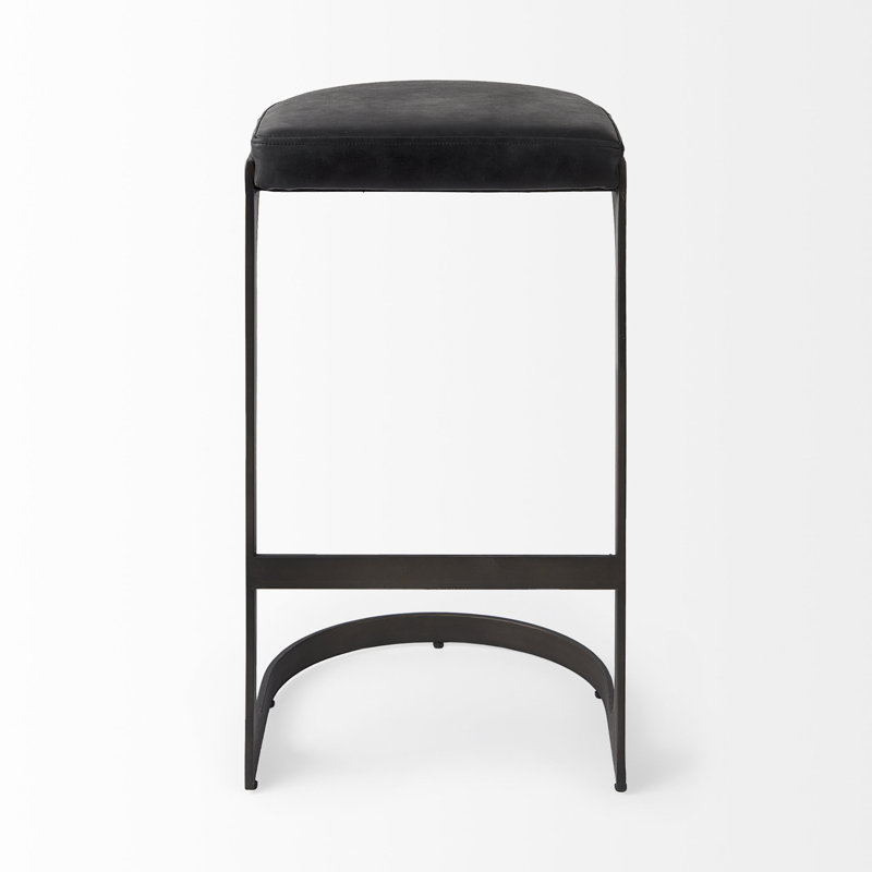 Chaise de bar 29 po en cuir noir et métal, Noir, Tabouret de bar (assise à une hauteur de 31,25 po