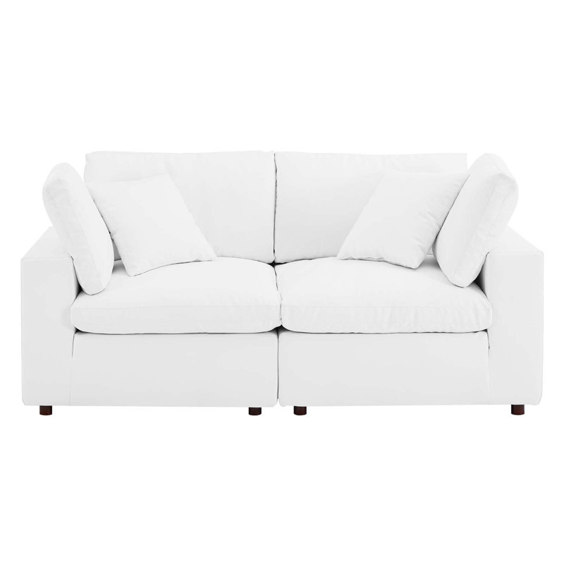Causeuse en cuir végétalien rembourré de duvet Modway Commix, Similicuir blanc