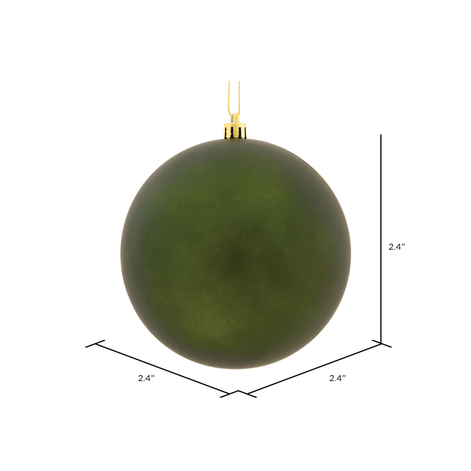 2" Shatterproof Bauble, Moss Green Matte