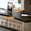 Bureau rectangulaire moderne en bois massif noir-1590348264