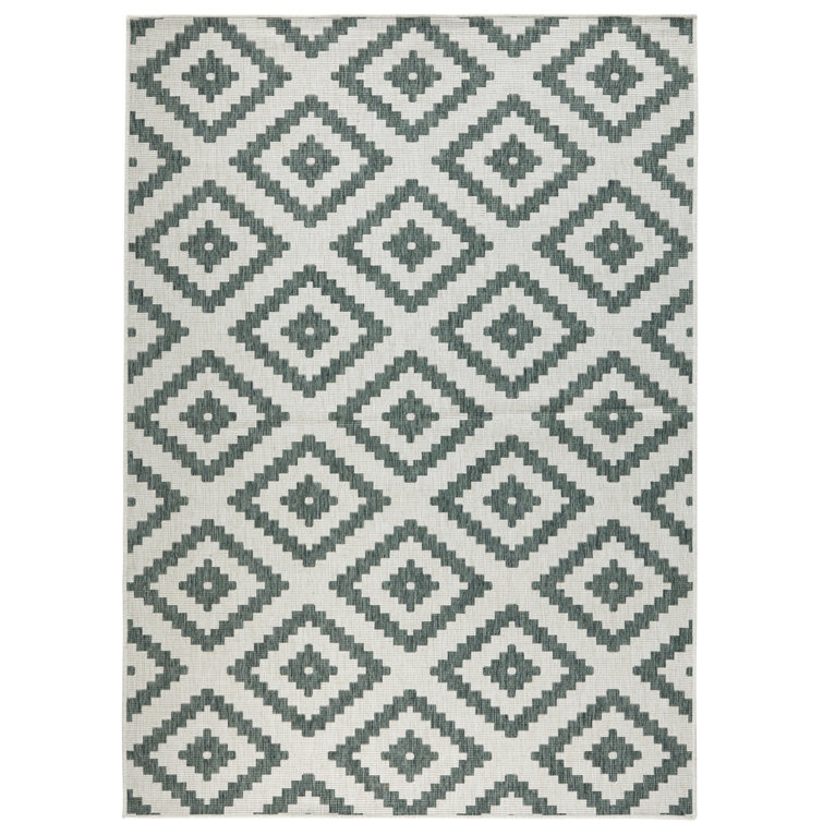 Malta flat-weave rug in green/cream